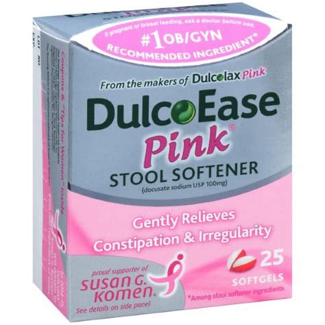 Dulcoease Pink Stool Softener Softgels 25 Caps By Dulcoease Pack Of 2