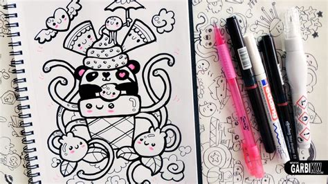 Kawaii Panda Ice Cream Hello Doodles Easy Drawings By Garbi Kw