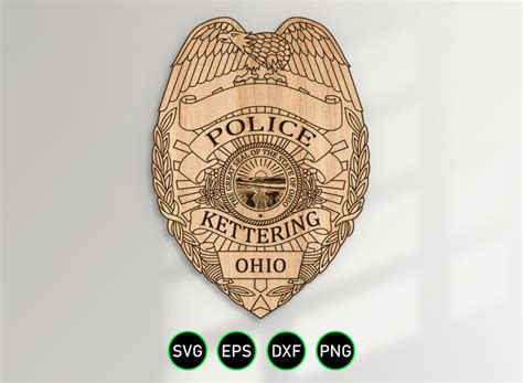 Kettering Ohio Police Badge SVG, Police Department Officer Vector Clipart for Woodworking, Vinyl ...