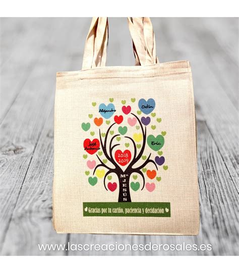 BolsaTote Bag Arbol Corazones Bolsa Tote Bag Tipo Lino Con Dise