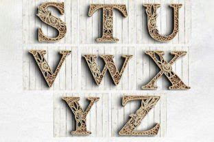 A Z Layered Floral Alphabet Svg Dxf Bundle Graphic By Rishasart