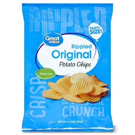 Great Value Original Rippled Potato Chips Party Size 13 5 Oz