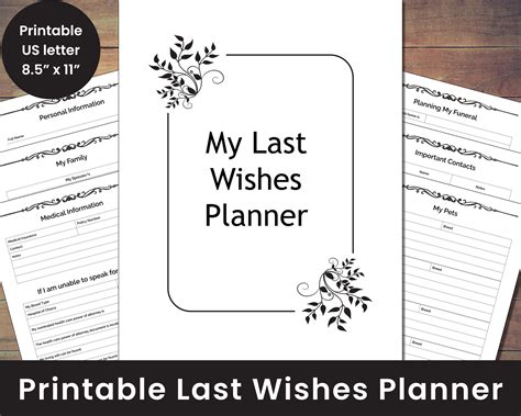 Free Printable Final Wishes Planner