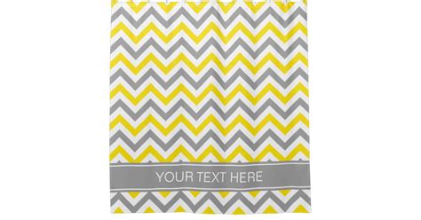 Yellow Grey Wht Lg Chevron Dk Grey Name Monogram Shower Curtain Zazzle