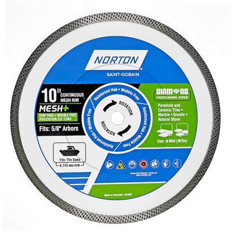 Norton Diamond Professional Grade 10 In Wet Dry Continuous Rim Diamond Saw Blade 391075 At