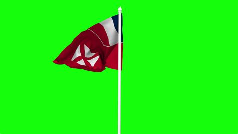 Wallis And Futuna Flag Waving In Wind With Pole 3D Rendering Chroma