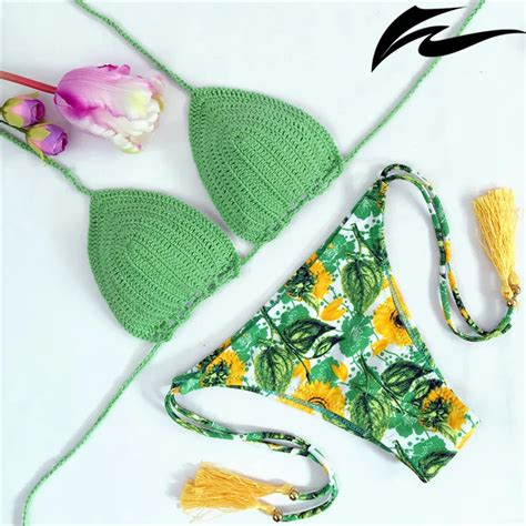 Buy Green Sexy Handmade Crochet Bikini Swimsuit