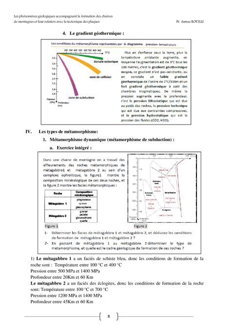 Le métamorphisme et sa relation avec la tectonique des plaques Cours
