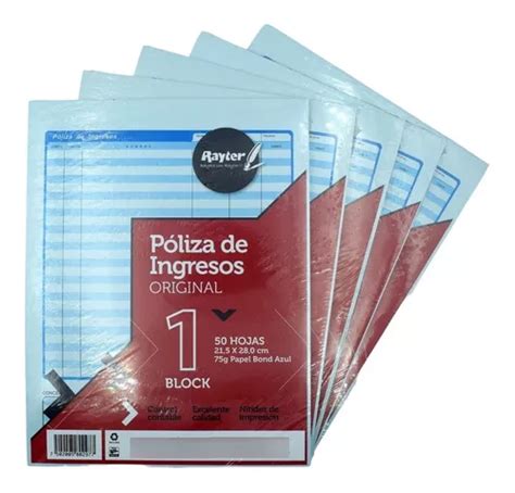 Block Poliza De Ingresos Rayter Cont Block Hojas C Uno Mercadolibre