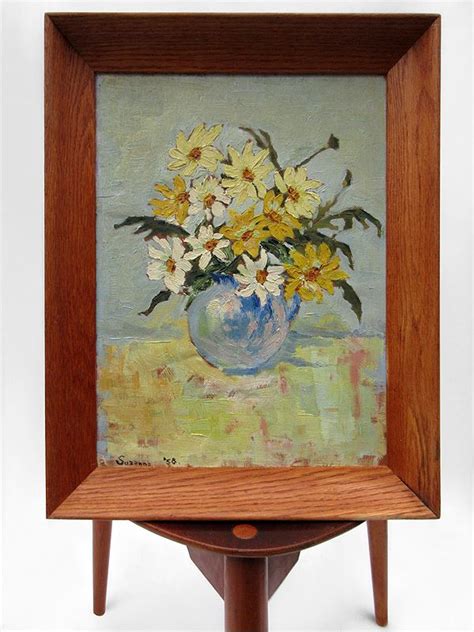 Suzanne Sun Flowers Still Life Oil Painting Sigend And Dated 1958