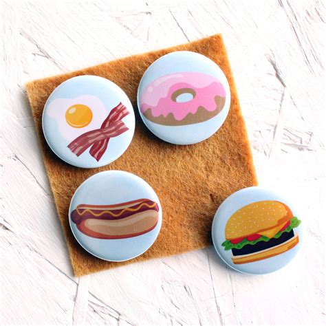 Food Badges Food Pins Fun Food Badges Fast Food Badges Etsy