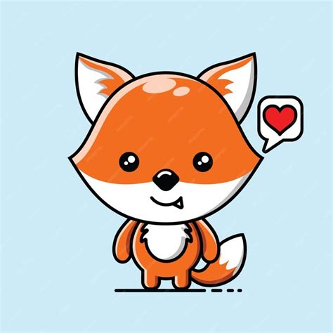 Premium Vector Cute Kawaii Fox In Love