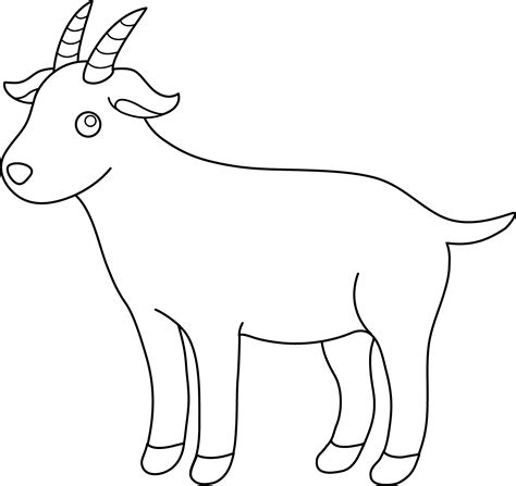 Cute Colorable Billy Goat - Free Clip Art