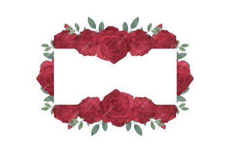 Premium Vector Red Rose Flower Frame Background