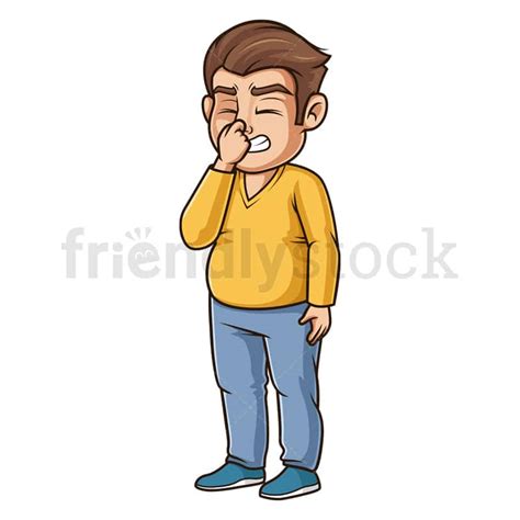 Man Closing His Nose Cartoon Clipart Vector FriendlyStock