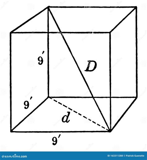 Cube 9 by 9 by 9 with Diagonals Vintage Illustration Stock Vector ...