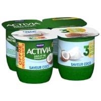 Yaourt aux fruits bifidus pêche framboise ACTIVIA les 4 pots de 125g