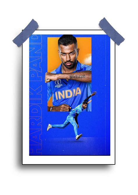 Hardik Pandya Wall Poster Dynamic Cricket Art Printitnice