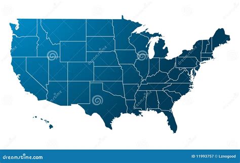 Vetor Azul Do Mapa Dos Eua Ilustra O Do Vetor Ilustra O De Mapa