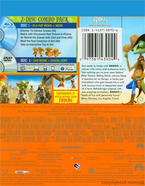 Rango (Blu-ray + DVD + Digital Copy) (Blu-ray 2011) | DVD Empire