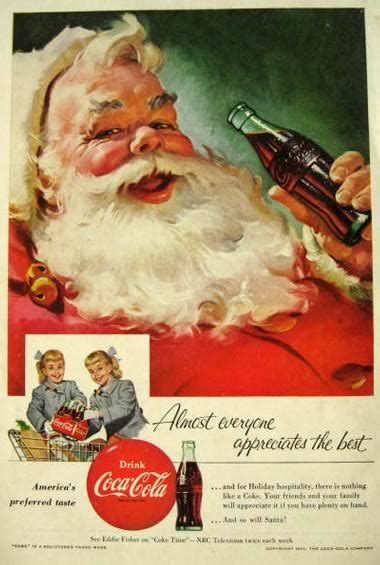 1955 Coca Cola Ad ~ Classic Santa Drinking Coke, Vintage Magazine Ads