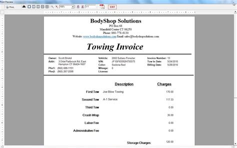 Free Printable Towing Receipts