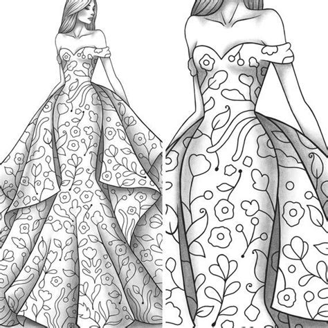 Adult Coloring Page Fashion And Clothes Colouring Sheet Model Grayscale Pdf Printable Girls