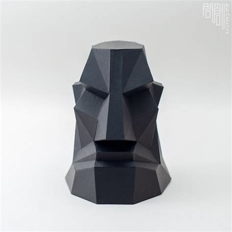 Salty Moai Papercraft Diy Low Poly Sculpture Pdf Etsy