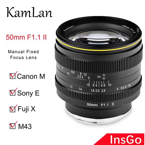 เลนสกลองKamlan 50mm f1 1II Large Aperture Manual Focus APS C