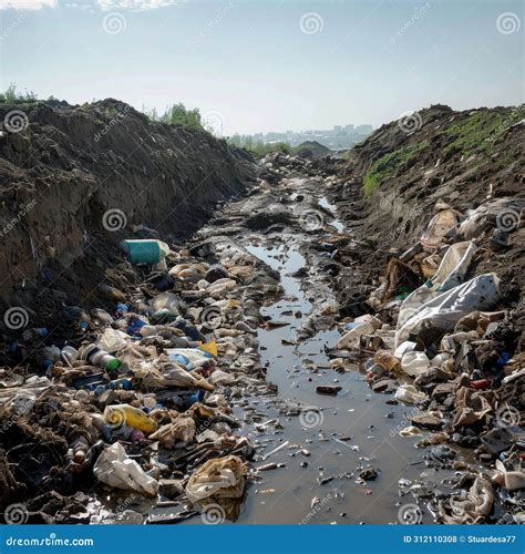 Polluted Waterway in Urban Environment Stock Photo - Image of rubbish