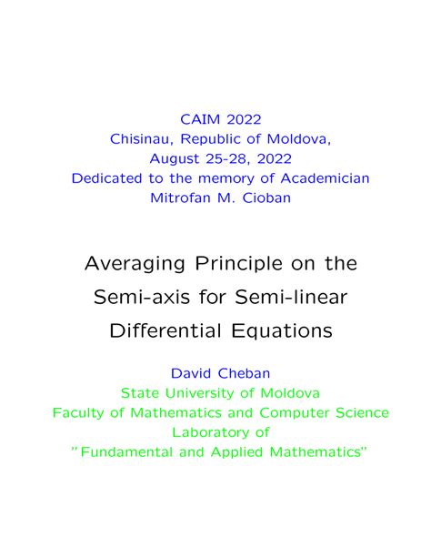 Pdf Averaging Principle On The Semi Axis For Semi Linear Differential