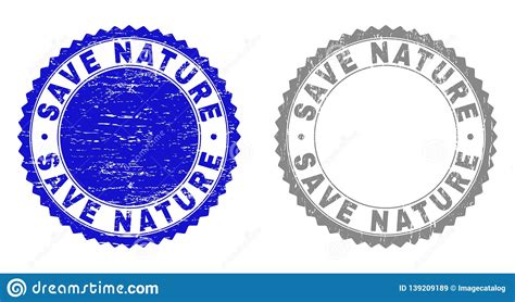 Grunge Save Nature Textured Stamp Seals Stock Vector Illustration Of