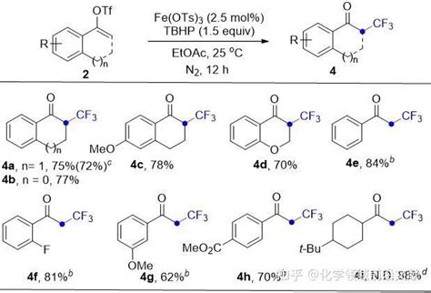 西安交通大学郭丽娜课题组ol：铁催化下过氧化合物调控的三氟甲磺酸烯醇酯的原位so2捕获与cf3迁移反应 知乎