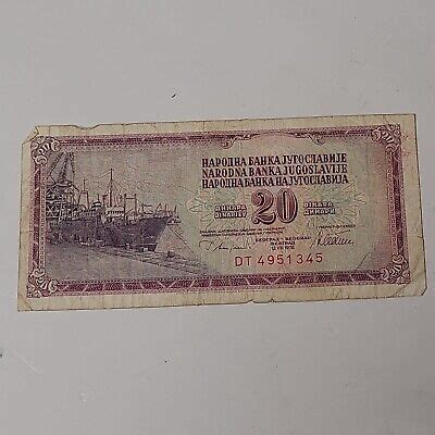 Billet De Banque YOUGOSLAVIE 20 Dinara 1978 EBay