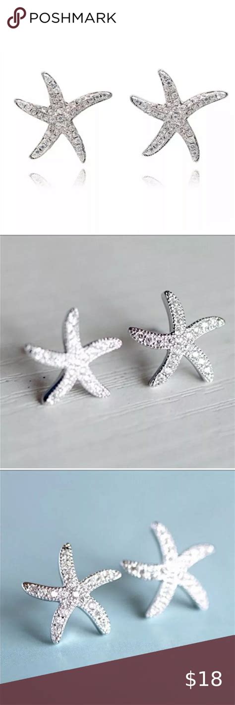 Silver Starfish Earrings Starfish Earrings Gold Bead Earrings