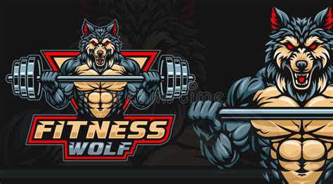 Wolf Fitness Or Gym Illustration Design Wolf Lifting Barbell