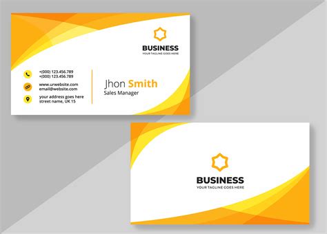 Yellow Orange Curve Business Card Design Template 830053 Vector Art at ...