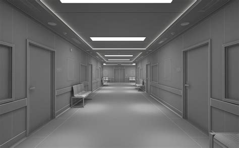 Photorealistic Hospital Hallway Corridor 3d Model 99 3ds Fbx Obj