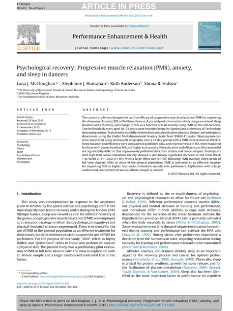 (PDF) Progressive muscle relaxation (PMR), sleep, and recovery in elite ...