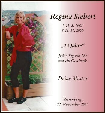 Traueranzeigen Von Regina Siebert Trauer Hna De