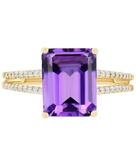 Macys Amethyst 2 910 Ct Tw And Diamond 110 Ct Tw Split Shank Ring In 14k Gold Macys