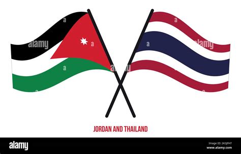 Jordan And Thailand Flags Crossed And Waving Flat Style Official Proportion Correct Colors