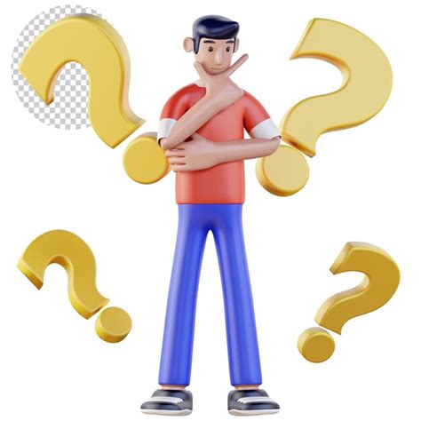 Premium Psd A D Student Cartoon Character With A Question Mark