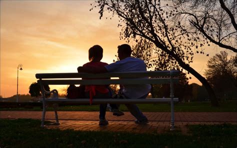 Park Bench, Couple, Love, Sunset : Wallpapers13.com