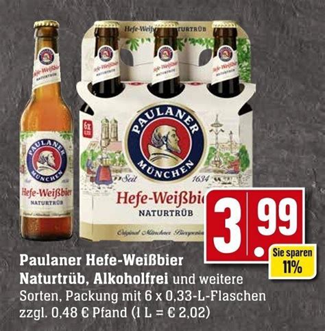 Paulaner Hefe Wei Bier Naturtr B Alkoholfrei X L Flaschen