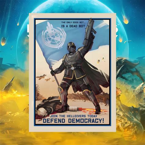 Helldivers 2 Video Game Defend Democracy Propaganda Poster Sold By Arly