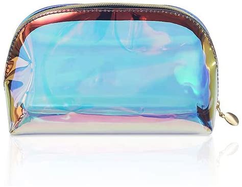 Holographic Makeup Bags Clear Iridescent Cosmetic Pouch With Zipper