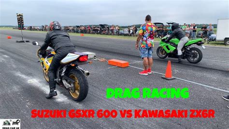 Suzuki Gsxr 600 Vs Kawasaki Ninja Zx 6r Motorcycle Drag Racing 14 Mile