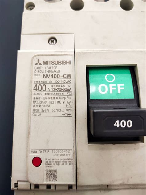 MITSUBISHI Earth Leakage Circuit Breaker Model NV400 CW 3P 400A 100