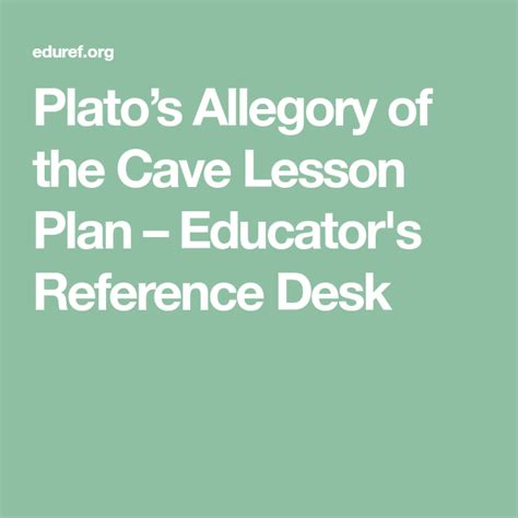 The Text On The Cover Reads Plateos Allegory Of The Cave Lesson Plan